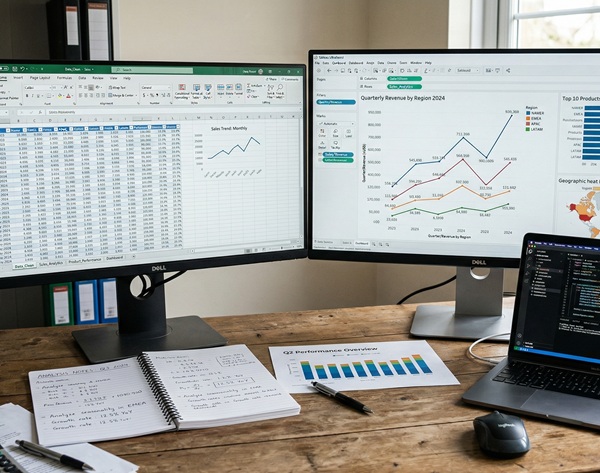 Analytics dashboard showing business performance metrics and insights